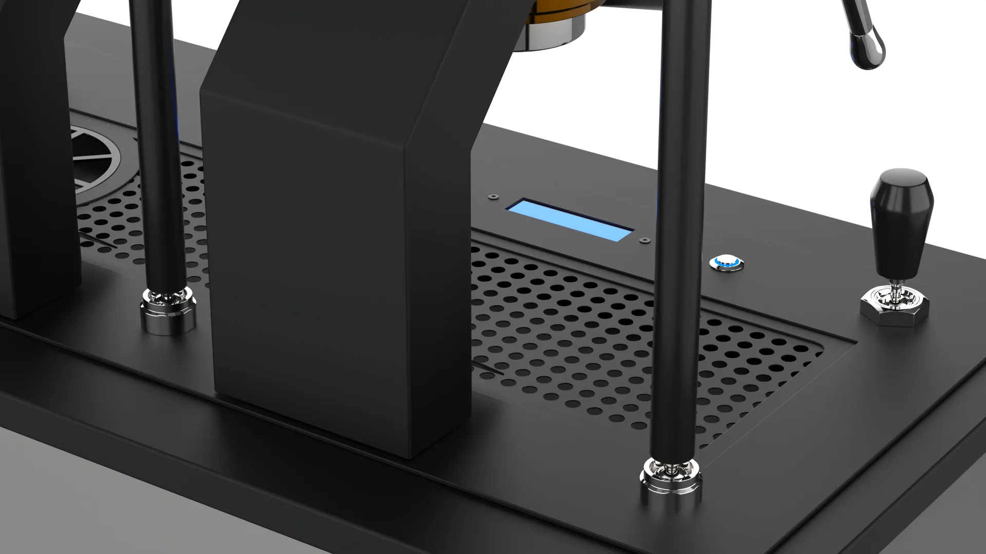 Pitcher rinser, shot timer and toggle detail